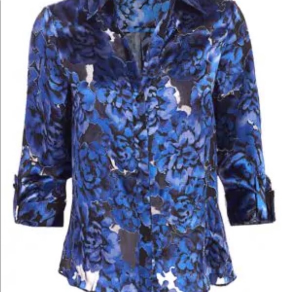 Alice+Olivia XS Floral dream azure top - Picture 2 of 3